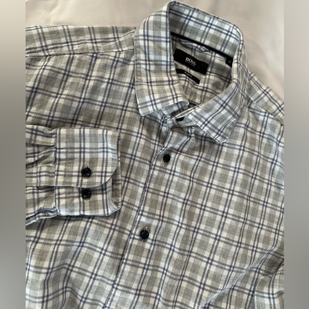 Hugo Boss Plaid Slim Fit Button Down Shirt